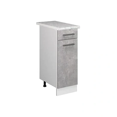 Immagine di Vicco mobiletto base per cucina R line, Calcestruzzo/Bianco, 30 cm, PL Marmo