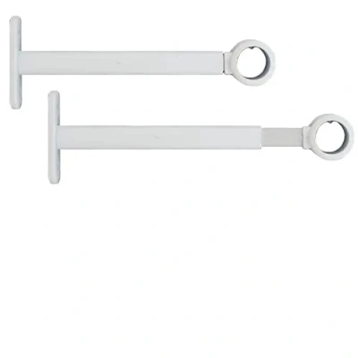 Immagine di 2 staffe da parete estensibili e regolabili per asta tende, Ø 20 mm, lunghezza 15 19,5 cm, colore bianco, (1 set di asta)