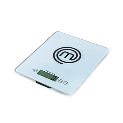 Immagine di MasterChef Bilancia Cucina Digitale, Pesa Elettronica per Alimenti, in Grammi e Once (Limite di 5 kg), con Funzione Tare, Vetro temperato, Spegnimento Automatico, Professionale, Argent