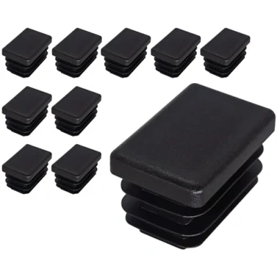 Immagine di SKIR&#039;CO tappi rettangolari in plastica, 20 x 30 mm, opachi, inserti per tubi rettangolari, pali di recinzione, colore nero RAL 9005, 10 pezzi