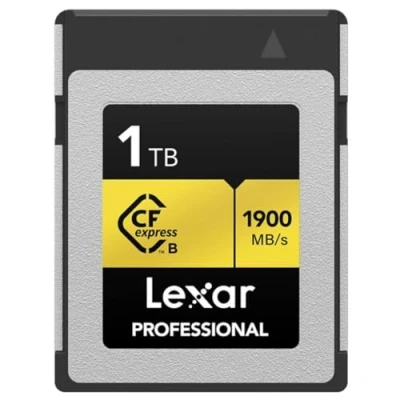 Immagine di Lexar Scheda di memoria professionale CFexpress tipo B da 1 TB, serie Gold, fino a 1900 MB/s in lettura, registrazione video Raw 8K, supporta PCIe 3.0 e NVMe (LCXEXPR001T RNENG)
