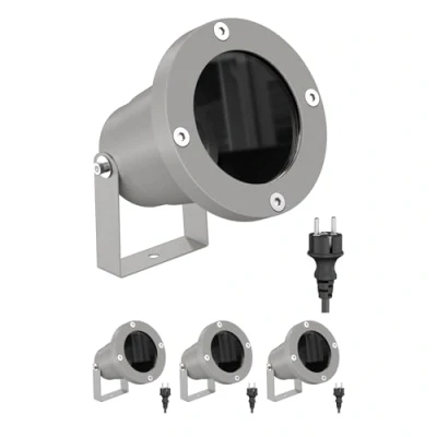 Immagine di ledscom.de 4 faretti da giardino DUK per esterni, IP65, spina, grigio, 1x GU10 max. 15W