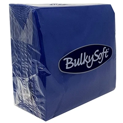 Immagine di BulkySoft Tovaglioli di carta a 2 strati, morbidi, per cucina, feste ed eventi, usa e getta, prova strappo, 33 x cm, 100% cellulosa, confezione da 100 pezzi, colore: Blu scuro
