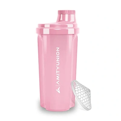 Immagine di AMITYUNION shaker per proteine 500 ml Heaven a prova di perdite, senza BPA con setaccio cliccabile e scala frullati cremosi siero latte, proteine, originale in Rosa corallo