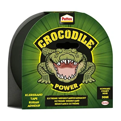 Immagine di Pattex Nastro adesivo Crocodile Power, 30 m di resistenza, in tessuto nero a doppio spessore, estrema resistenza per le riparazioni più difficili, Duct Tape vari materiali