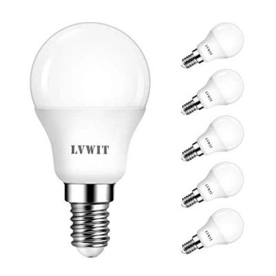 Immagine di LVWIT Lampadina a LED, Attacco E14, Forma P45, 6500K Luce Bianca Fredda, 4.5W Equivalente 40W, 470LM, Risparmio Energetico, Lampadine non Dimmerabile, Confezione da 6 Pezzi.