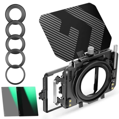 Immagine di K&amp;F Concept Mini Matte Box Lite con ND4 ND32 Filtro 4&quot;x5,65&quot;, Bandiera Superiore Carbonio 2 Vassoio 4&#039;&#039;x5,65&quot; per DSLR Fotocamere Mirrorless Anello Adattatore Circolare 67/72/77/82/95mm