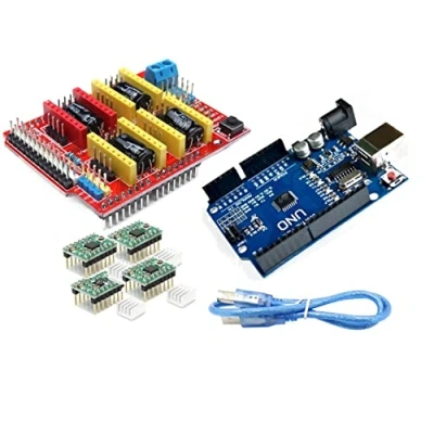 Immagine di TECNOIOT Ensemble d&#039;imprimantes 3D Carte de développement + d&#039;extension CNC Shield V3 Pilote moteur PAS à A4988 4 pièces avec dissipateur chaleur câble