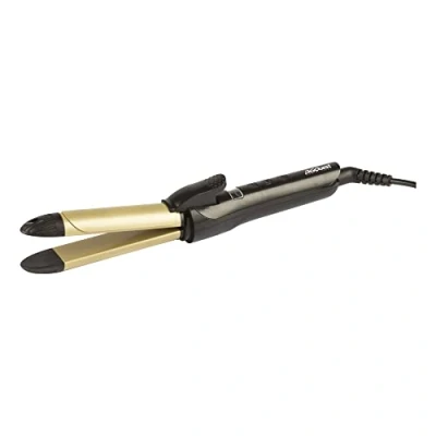 Immagine di CURLY Piastra multifunzione rivestita in ceramica, per liscio e ondulato. Riscaldamento rapido, spia di funzionamento, spegnimento automatico, cavo girevole a 360, Nero Oro