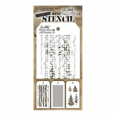 Immagine di Stampers Anonymous MTS021 Tim Holtz Mini Layered Stencil Set, Multicolore, Confezione da 3