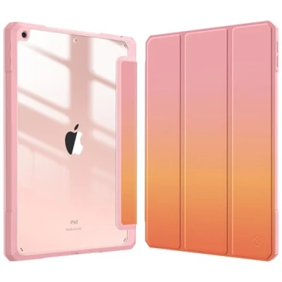 Immagine di FINTIE Custodia per iPad 10.2 Pollici 9a / 8a 7a Generazione (2021 2020 2019) [Built in Pencil Holder] Antiurto Sottile Case Posteriore Trasparente Cover con Auto Sveglia/Sonno,Sunset Ombre