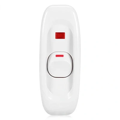 Immagine di Interruttore ON/OFF, Fydun AC 250V 10A Inline ON/OFF Lampada da tavolo Cavo con indicatore luminoso a LED per scrivania Lampada(bianca)