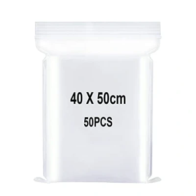 Immagine di Sacchetti in Plastica Trasparente Richiudibili, Sacchetto Sigillato, Borsa con Chiusura a Cerniera, Applicano Piumini, Coperte, Deposito di Vestiti ecc. 40x50cm 50pezzi