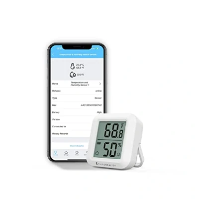 Immagine di THIRDREALITY ZigBee Temperature and Humidity Sensor with Digital LCD Display, Hub Required, App Records, Remote Monitoring Smart Home Automation, AAA Batteries Included