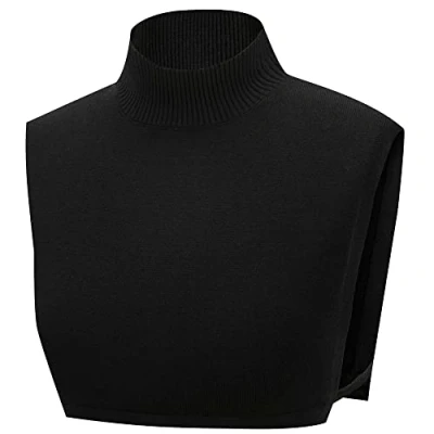 Immagine di LoudSung Maglione staccabile Busto Maglia Dolcevita Mezza Camicia Inverno Falso Collare Elegante per Donne Ragazze, nero, 52