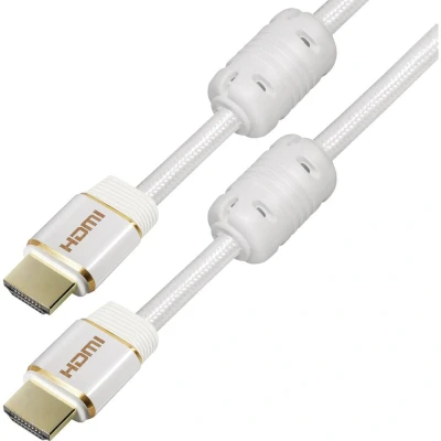 Immagine di Maxtrack HDMI Cavo Spina A, A 1.50 m Bianco C 216 1,5 L UHD 4K;, Schermato, Canale di ritorno, contatti connettore dorati, con nucleo in