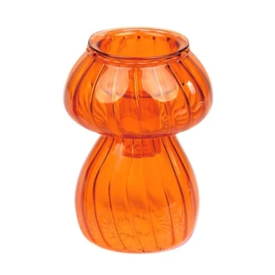 Immagine di Talking Tables Mushorg Portacandele in vetro a forma di fungo, vaso per boccioli, arancione, dimensioni 11,5 cm