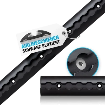Immagine di NTG Guide aeree in alluminio, forma semicircolare, 0,5 20 m, per il fissaggio del carico camion e camper forate anodizzate nere 0,5/1/2 m (2 x 1 metro)