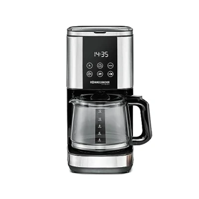 Immagine di Rommelsbacher Macchina da caffè con filtro FKM 1000 1,5 litri, serbatoio dell&#039;acqua per 12 tazze di caffè, brocca in vetro, impostazione predefinita, funzione raffreddamento a caldo,