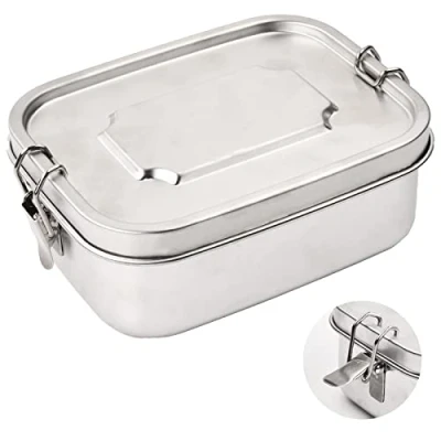 Immagine di Naseom Contenitore Alimenti Inox Ecologico, 800ml Lunch Box in Acciaio Portande Porta Cibo, Scatola per Il Pranzo a Tenuta Stagna Con Partizione, Scuola, Picnic, Viaggi