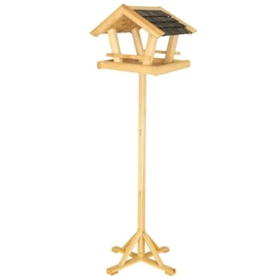 Immagine di ITA Casetta per Uccelli 36x25x26 cm in Legno con supporto Mangime Selvatici Resistente alle Intemperie, Stabile, Robusta