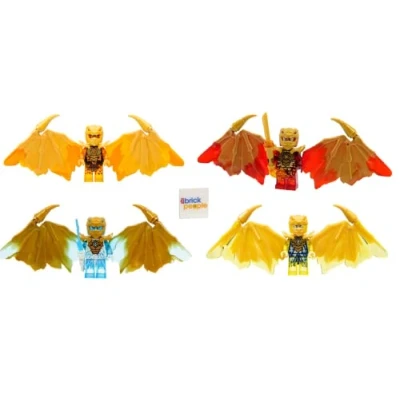 Immagine di LEGO Set combo drago dorato cristallizzato Ninjago: Cole Jay Zane e Kai Minifigure con armi