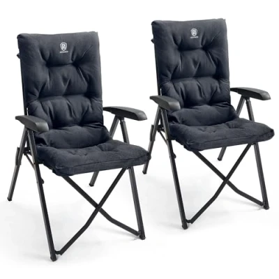 Immagine di EVER ADVANCED sedia da campeggio pieghevole schienale regolabile in 4 posizioni, portata 150 kg, lusso 6 cm di spessore, imbottita, giardino, alto, pesca, per campeggio,