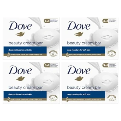 Immagine di Dove 3 in 1 crema di bellezza originale deterge, idrata e nutre Sapone da bagno senza solfati per una pelle morbida liscia, adatta l&#039;uso quotidiano, 4 x 90 g