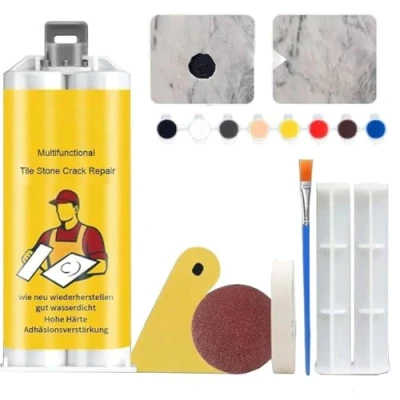 Immagine di kit di riparazione multifunzionale per crepe su pietra piastrelle, piastrelle in gres porcellanato, granito e marmo (1 set)