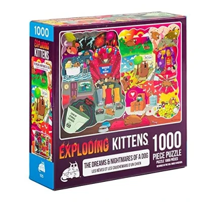 Immagine di Exploding Kittens Jigsaw Puzzles For Adults The Dreams &amp; Nightmares of a Dog 1000 Piece Family Fun Game Night