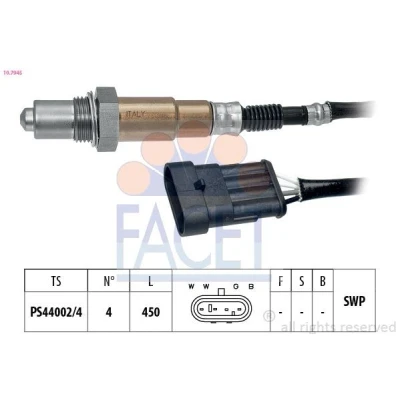 Immagine di FACET 10.7945 Sonda lambda Made in Italy OE Equivalent riscaldato, planare, Filettatura prelubrificata 4 FIAT: Doblo I Cargo