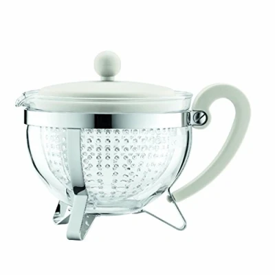 Immagine di Bodum Chambord Teiera Con Coperchio Colorato In Plastica, Manico E Filtro Trasparente, 1.0 L, Color Crema 1975 913