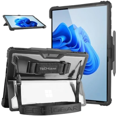 Immagine di TECHGEAR DuraTUFF Custodia per Microsoft Surface Pro 4 5 6 7 7+ [compatibile con tastiera firmata] robusta e resistente agli urti tracolla, cover portapenne