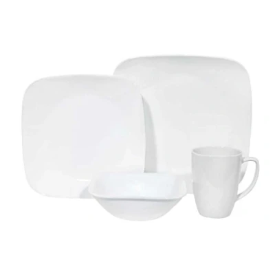 Immagine di Corelle Servizio da tavola 16 Pezzi in Vetro Vitrelle Resistente a sbeccature e Rotture, per 4 Persone, Bianco Puro