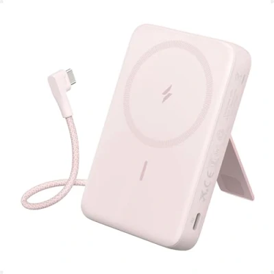 Immagine di Anker Zolo Power Bank Magnetico, Caricabatterie Portatile da 10.000mAh con Ricarica Rapida 30W Max, Batteria Cavo USB C Integrato e Supporto Regolabile, per iPhone 15/14 Series, AirPods Altro