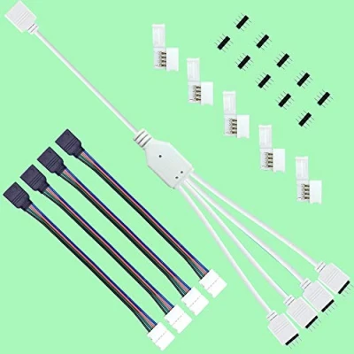 Immagine di RUNCCI YUN LED 4 pin Connettore Cavo Splitter, connettori striscia led, Y Splitter 1 a 4Porte, Per SMD 5050 3528 2835 RGB Strip Light(10mm)