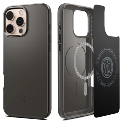Immagine di Spigen Cover per iPhone 16 Pro Max, Thin Fit MagFit, Compatibile con MagSafe Grigio