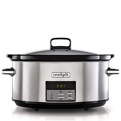 Immagine di Crock pot Pentola per Cottura Lenta, Slow Cooker, Extra Large 7.5 litri, fino a 10 Persone, Spegnimento Automatico, 2 Impostazioni e Funzione Warm automatica, 230 W, Ceramica, Argento
