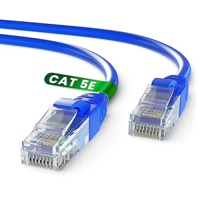 Immagine di Mr. Tronic Cavo Ethernet Cat 5E da 10m, di Rete LAN ad Alta Velocità con Connettori RJ45 Per una Connessione Internet Veloce 1 Gbps Patch AWG24 UTP CCA (10 Metri, Blu)