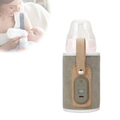 Immagine di Scaldabiberon, scaldabiberon portatile per la conservazione della temperatura, ricarica USB, 7 livelli di temperatura a scelta, senza BPA (grigio)