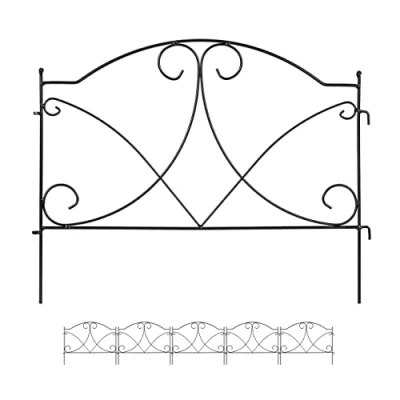 Immagine di Relaxdays Recinzione per Aiuole, Set 6 Pannelli Cortile e Giardino, Bordure Vintage, Ferro, H x L: 43 55 cm, Nero