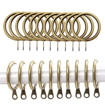 Immagine di iPEAK 24 anelli per tende in ottone, diametro interno 38 mm, metallo, grandi appendere aste (ottone)