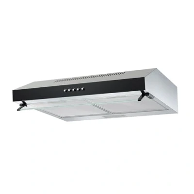 Immagine di Respekta Cappa sottopensile cucina 60 cm Scocca in metallo con vetro frontale nero Funzione di scarico e ricircolo CH16060SGB B 68 dB