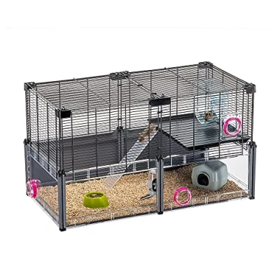 Immagine di FERPLAST Gabbia per criceti grande topolini Rete metallica con accessori Modulare Multipla Hamster, 72,5 x 37,5 h 42 CM