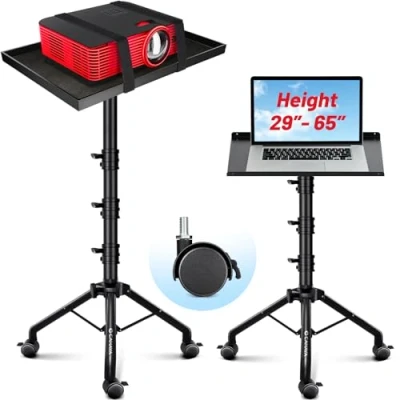 Immagine di CAHAYA Supporto per Proiettore da Terra Altezza Regolabile stand Universale Laptop PC Videoproiettore… (Stile con Ruote)