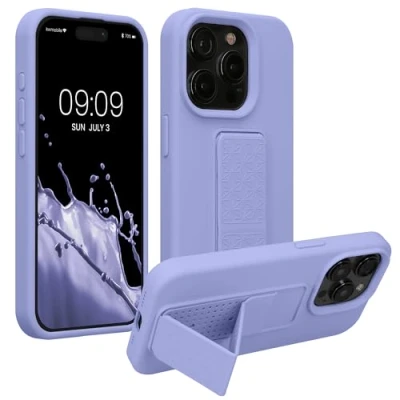 Immagine di kwmobile 1x Custodia Compatibile con iPhone 15 Pro Max Cover Supporto Dita Back Case per Smartphone Protezione Gommata lavanda
