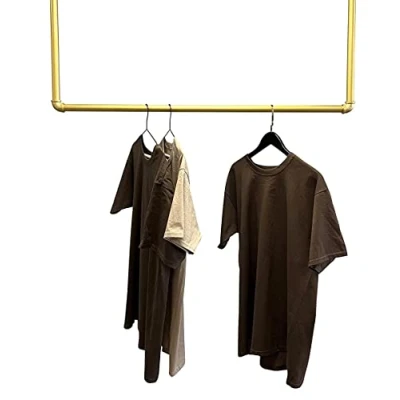 Immagine di RSR Hangers asta appendiabiti design industriale per soffitto oro larghezza 70 cm x altezza 100 spogliatoio camera da letto cabina armadio M0213
