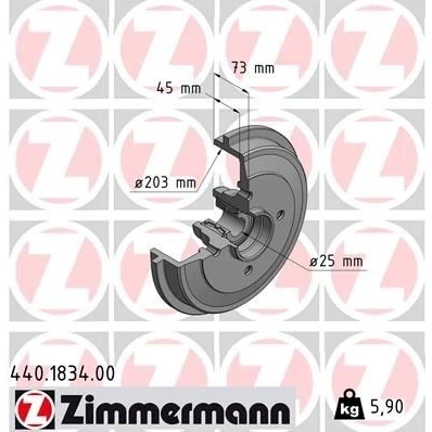 Immagine di ZIMMERMANN 440.1834.00 Freni a Tamburo con cuscinetto ruota, anello sensore ABS 245 CITROËN: C3 I Hatchback, C2 II