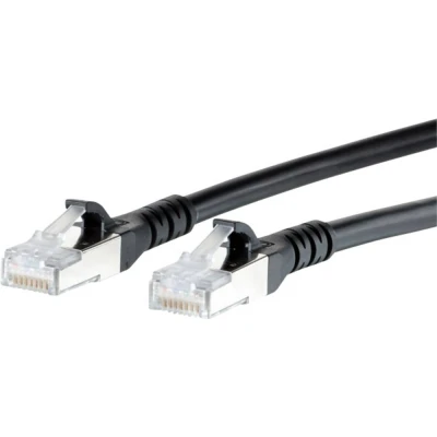 Immagine di Metz Connect 1308455000 E RJ45 cavo di rete, patch CAT 6A S/FTP 5.00 m Nero con protezione 1 pz.