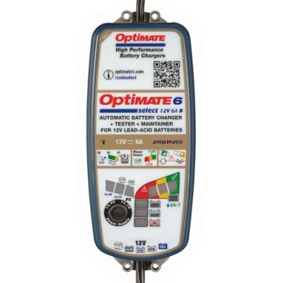 Immagine di OptiMate TecMate 6 Select, TM370, Select Gold: Caricatore e mantenitore ermetico di Carica con Recupero Batteria a 9 Fasi per batterie da 12V 6A